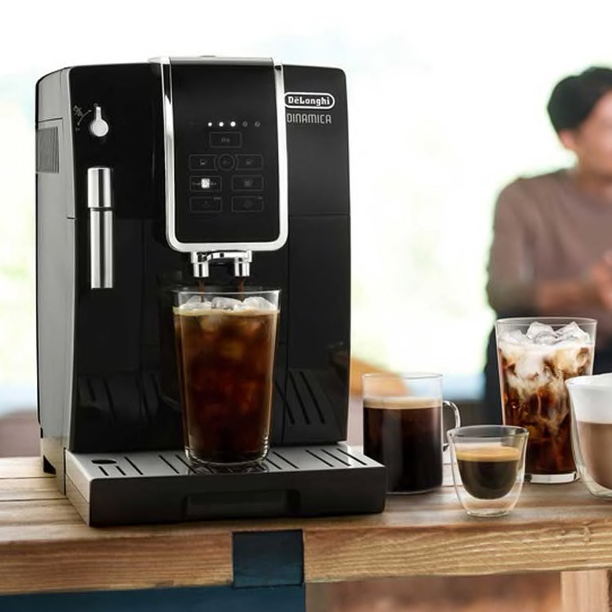 DeLonghi Dinamica Automatic Iced Coffee & Espresso Machine, Black